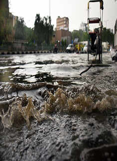 A view of water logged at Bahadur Shah Zafar Marg