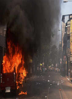 BJP activists set on fire a police jeep
