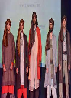 Models pose during the show