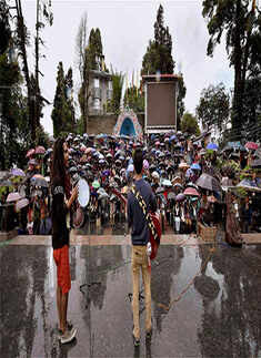 Artists perform during an indefinite strikes