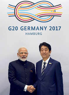 Narendra Modi and Shinzo Abe at G20 Summit 2017