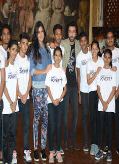Katrina Kaif and Ranbir Kapoor pose with kids
