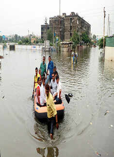 Rescuers carry out relief works