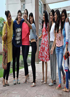 College students pose for a group photograph