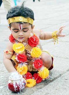 Cute kids dressed up as Lord Krishna