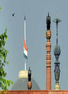 The national flag is seen at half-mast