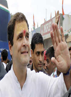 Rahul Gandhi waves at supporters