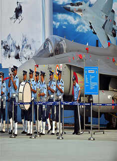 Indian Air Force personnel play band