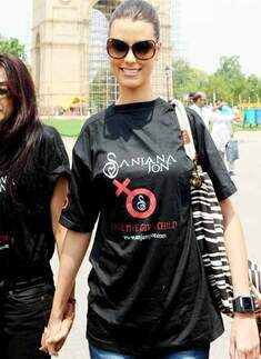 Stefania, Sanjana at a campaign  