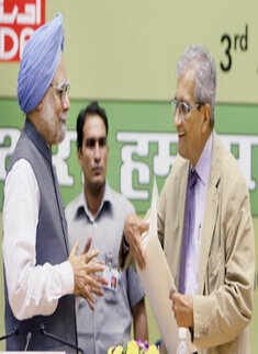 Prime Minister Manmohan Singh with professor Amartya Kumar Sen