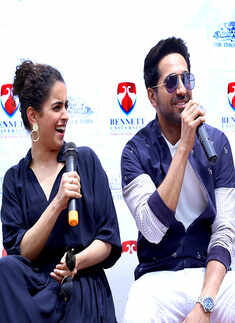 Ayushmann Khurana and Sanya Malhotra visit Bennett University