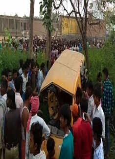 Photos: 13 children killed as train hits school van in UP's Kushinagar