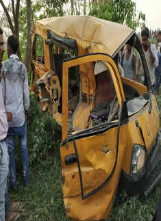 Photos: 13 children killed as train hits school van in UP's Kushinagar