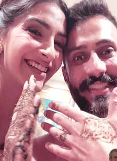 First pictures of beautiful bride-to-be Sonam Kapoor & Anand Ahuja&rsquo;s sangeet ceremony