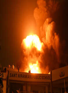 Photos of fire at rubber factory