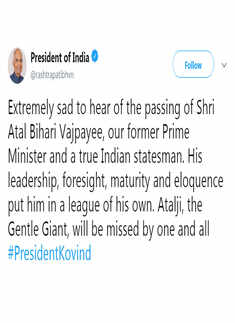 Politicians express grief over Atal Bihari Vajpayee&rsquo;s demise
