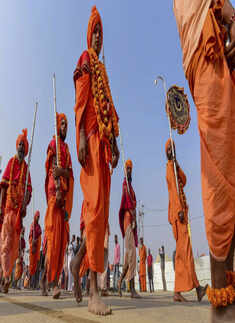 Naga Sadhus make 'royal entry' for Kumbh Mela