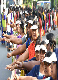Sabarimala row: Women form '620km human chain' for equality