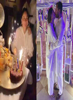 Inside photos: Kareena Kapoor shares a kiss with Saif Ali Khan post her birthday cake-cutting ceremony