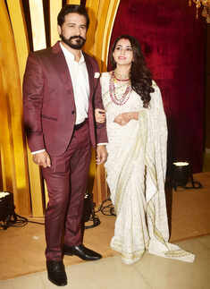 Mammootty, Jayasurya and others grace the wedding reception of Bhamaa and Arun