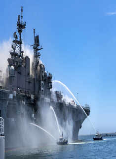 Fire breaks out on US warship in San Diego