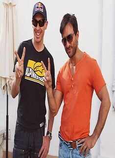 Saif with biker Chris Pfeiffer