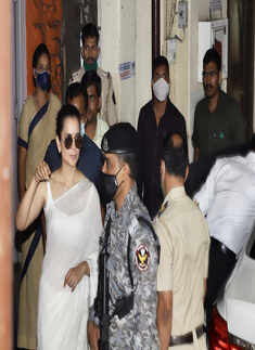 Pictures of Kangana Ranaut from Bandra Police station as she arrives to record her statement