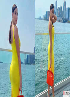 Nora Fatehi shares stunning pictures in bright yellow bodycon from her Toronto vacations