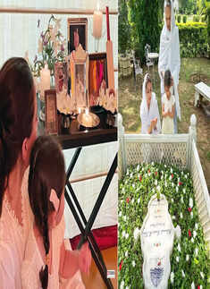 Soha Ali Khan with Sharmila Tagore & little Inaaya offer prayers at Mansur Ali Khan Pataudi's grave on his 10th death anniversary