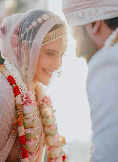 Karishma Tanna looks drop-dead gorgeous in a pastel pink lehenga as she marries beau Varun Bangera, see dreamy wedding pictures