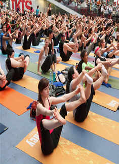 Yoga at Times Square
