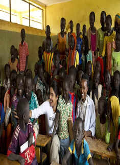 From playing with kids to being gifted handmade dolls, lovely pictures of Priyanka Chopra with displaced Ukrainians