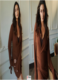 Alia Bhatt flaunts her baby bump in a chic brown wrap dress, radiates pregnancy glow in these pictures