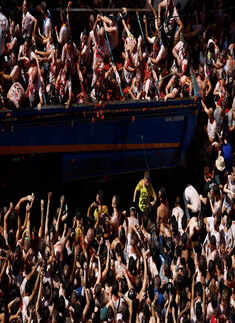 La Tomatina tomato fight festival returns after COVID-19 ban, in Bunol