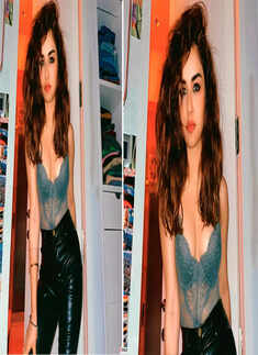 Avneet Kaur sets hearts racing in a lacy bralette and high-waisted jeans