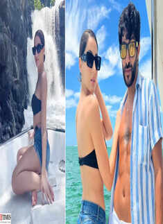 Nora Fatehi turns up the heat with her beach vacation pictures in a strapless black bralette