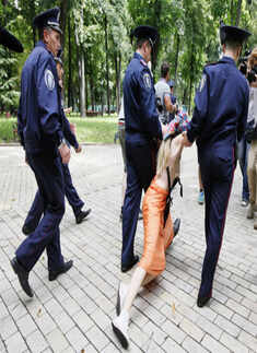 Naked protest by FEMEN activists