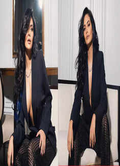 Esha Gupta stuns in just a blazer and netted trouser; netizens compare her to Kylie Jenner 