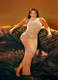 Nora Fatehi shines in a shimmery sequined gown