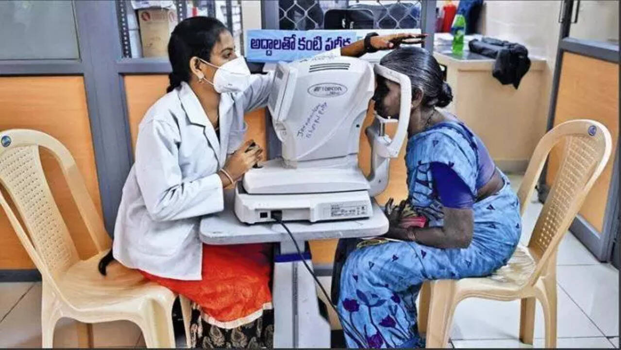 Cataract screening being conducted in rural India under CSR eye care initiative