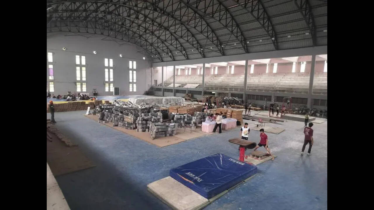 Reopened sports hall becomes equipment dump, affects practice