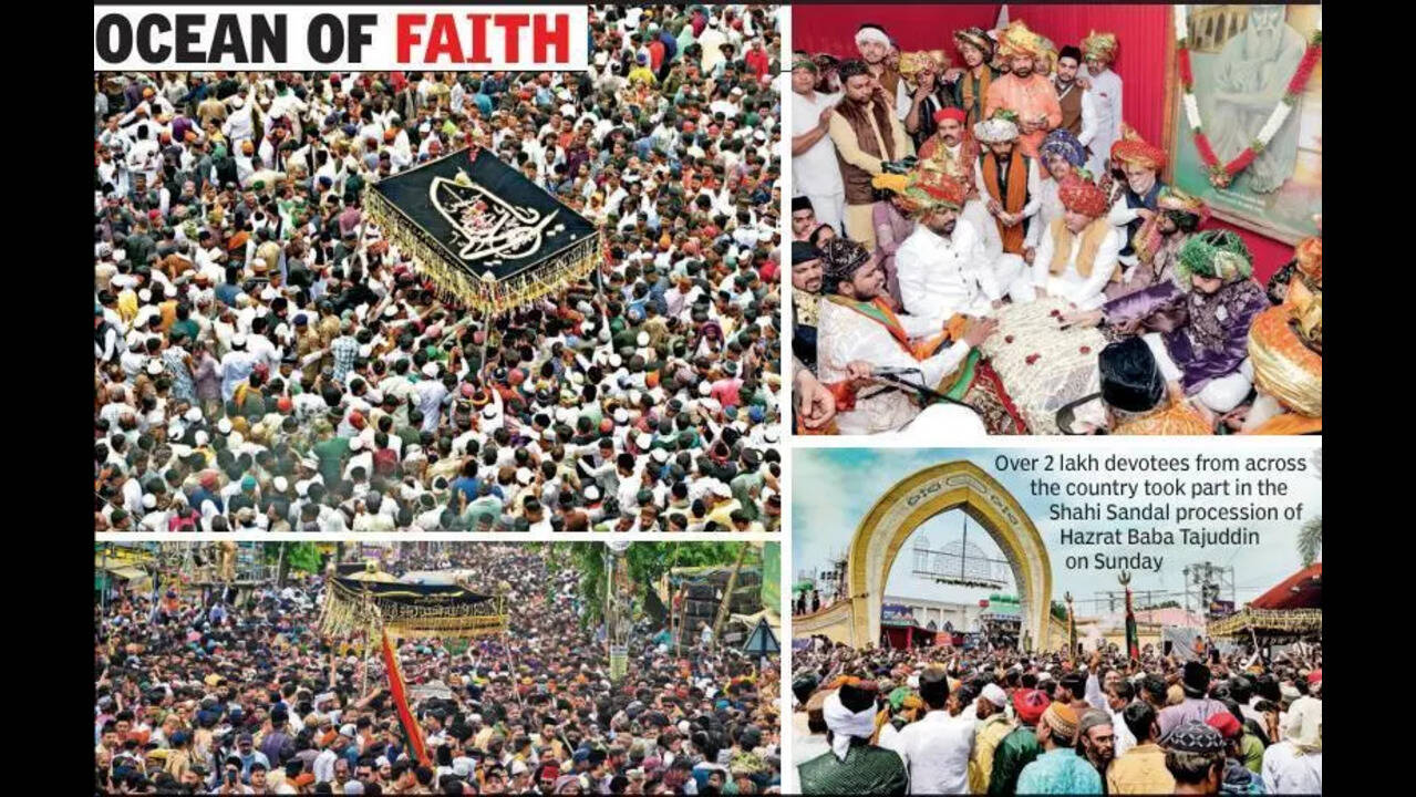 हजरत बाबा ताजुद्दीन के शाही संदल में उमड़ा जनसैलाब, नागपुर के ताजबाग में लाखों जायरीनों ने दी हाजिरी