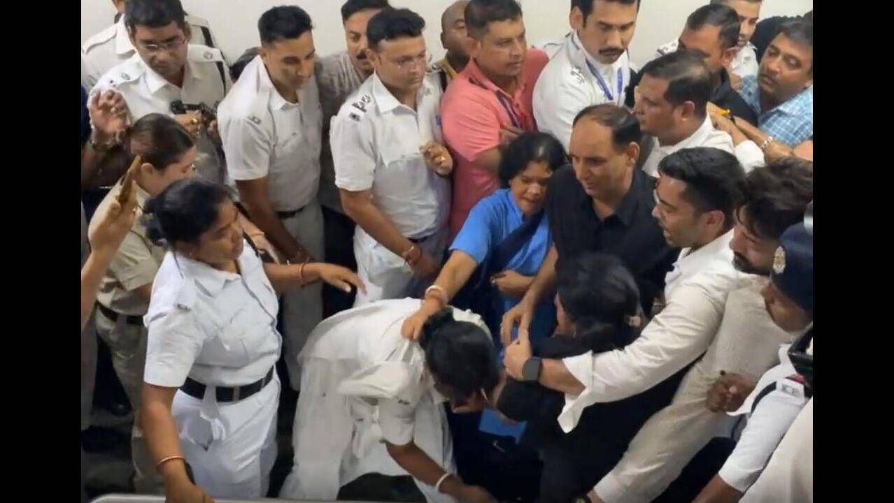 Scuffles as Police, KMC Move to Remove ‘Illegal’ Billboard at Abhishek Office