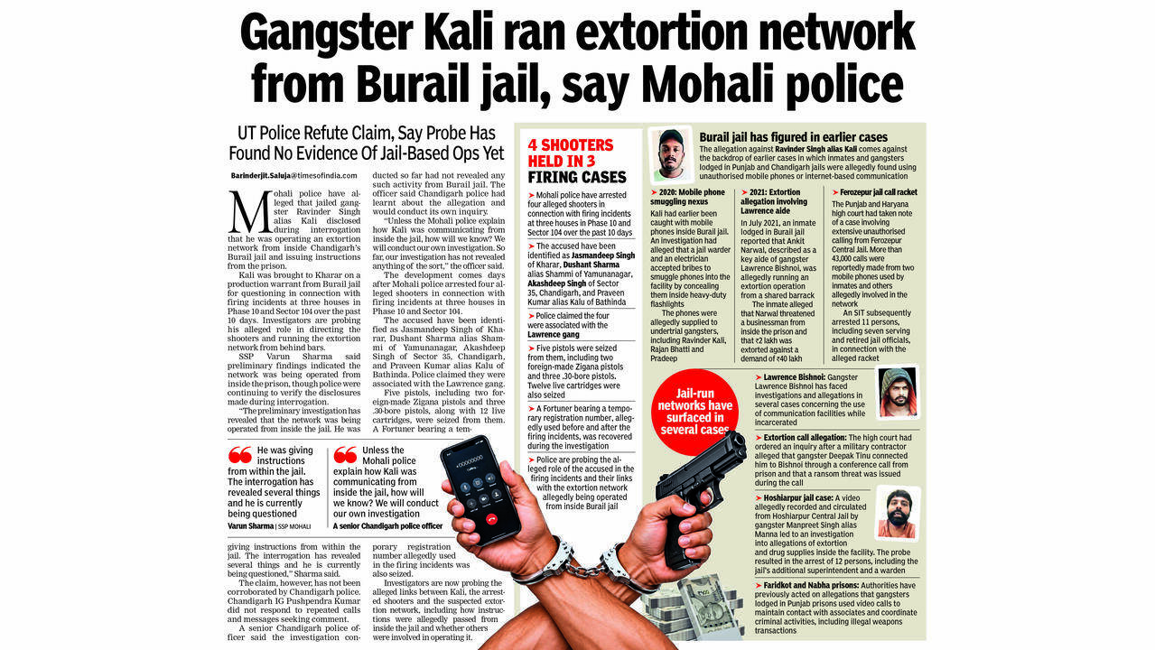 Gangster Kali ran extortion network from Burail jail: Mohali police