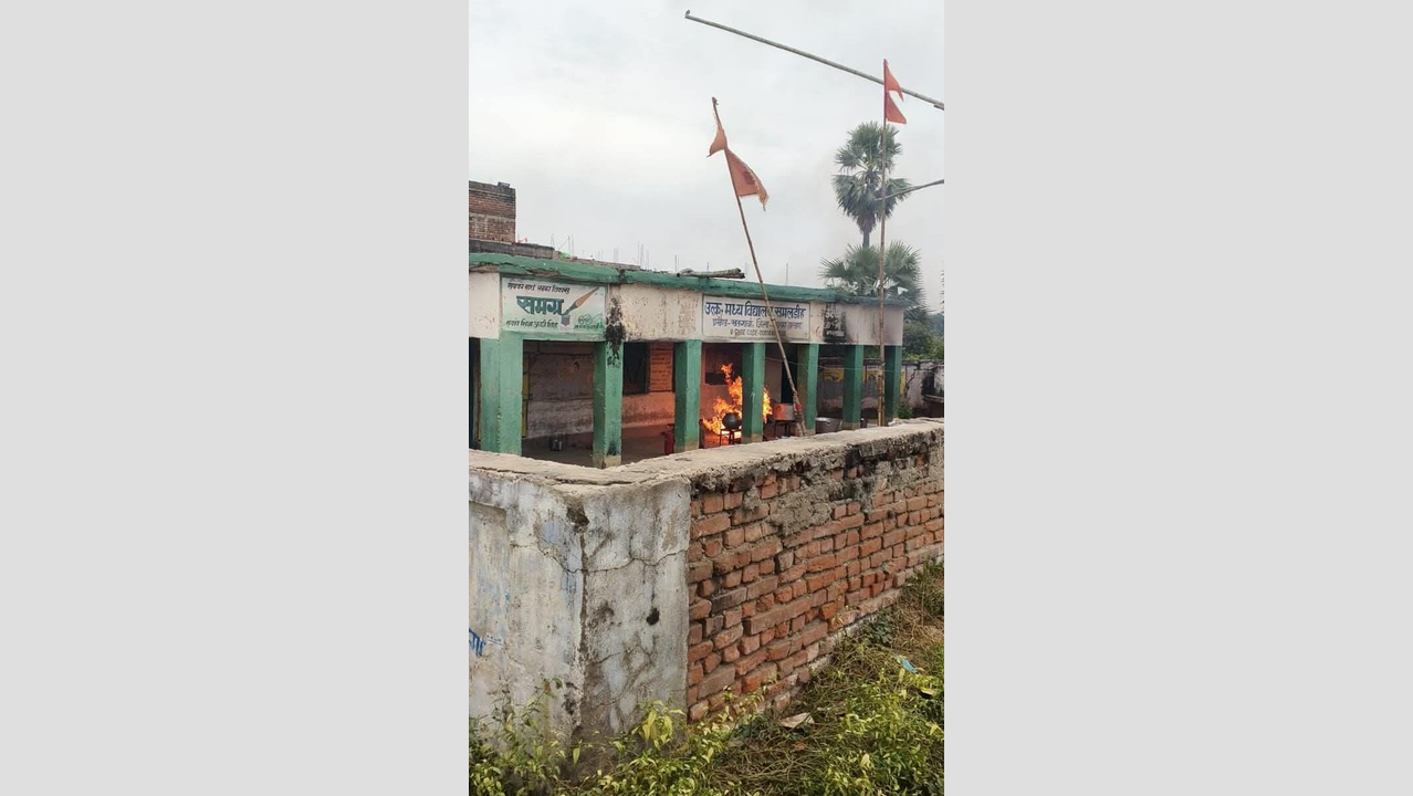 Headmaster injured after cylinder catches fire during midday meal preparation