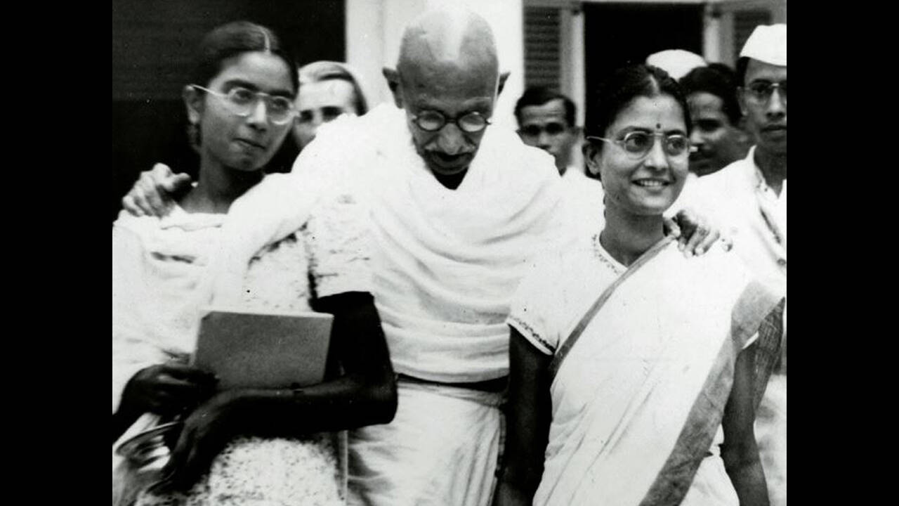 Mohandas Gandhi With His Wife