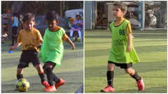 Taimur shows off his moves in football match