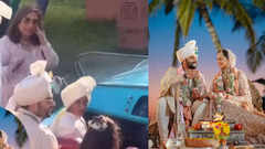 Jackky-Rakul wedding: Baaraat in vintage blue car