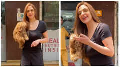 Esha Deol steps out in the city with her dog
