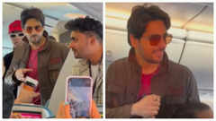 Sidharth shakes hand, poses for selfies on a flight